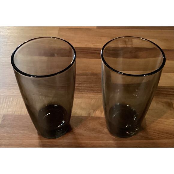 Set of 2 Vintage Libbey Classic Smoke 18 oz Glasses MCM Tumbler Drinkware - Picture 2 of 11